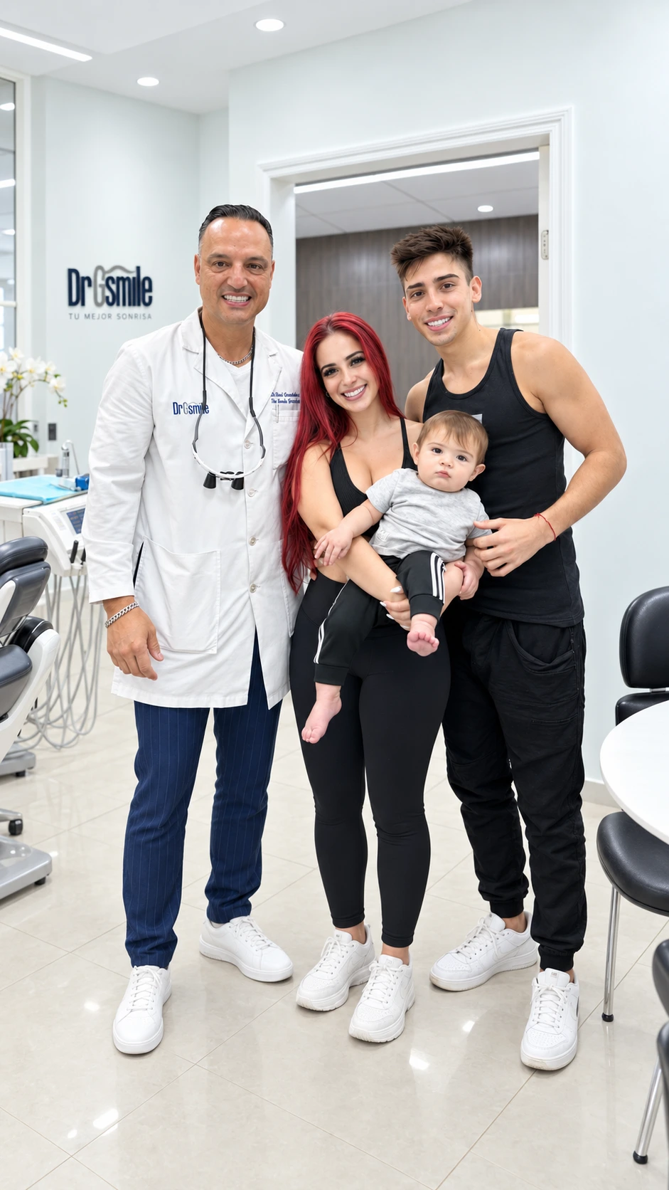 Dr. Raúl González con una familia en Smile Studio